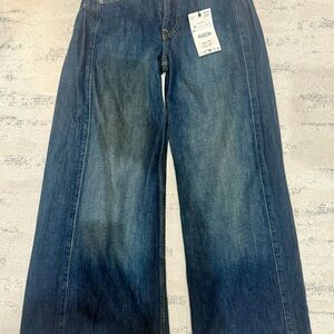 Zara Women's NWT The Side Pleated Pant, Wide Leg Jeans